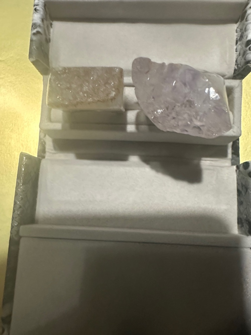 Druzy Crystal Ring Set - Pale Lavender and Champagne